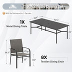 Patio Dining Set 9 PCS, 8 Stable Outdoor Dining Chairs - Image 3
