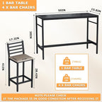 5 Piece Outdoor Patio Bar Set, 4 Cushioned 41" Bar Stools Modern Metal Outdoor - Image 3