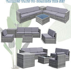 Tangkula 8 PCS Outdoor Patio Furniture Set, Rattan Wicker Sofa Set, Sectional - Image 5