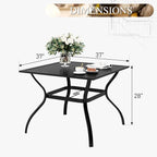 PHI VILLA 37" Patio Table for 4, Metal Outdoor Dining Table - Image 3
