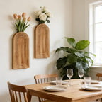 2 Pack Wooden Wall Vase Set, Boho Hanging Planter - Image 2