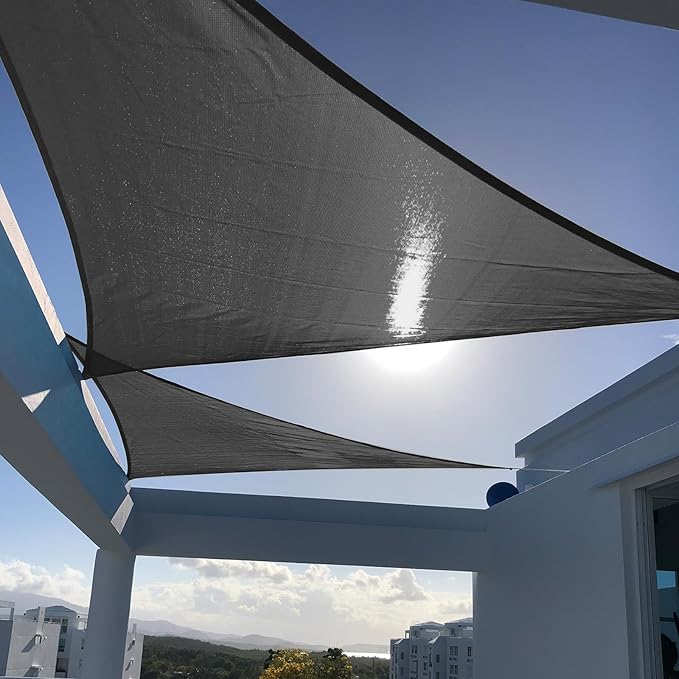 SUNNY GUARD Custom Size 16'x20'x20' Triangle Graphite Grey UV Block Sunshade by SUNNYGUARD