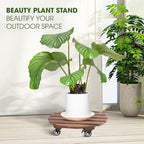 Idzo 2-Pack 14 Inch Acacia Wood Plant Caddy - Image 3