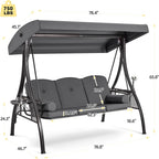 HOMREST 3 Person Outdoor Porch Swing - Image 2