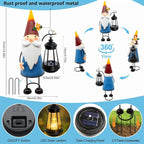 Solar Garden Gnome Statue with Lights, 14.56in Tall Solar Gnome Garden - Image 3