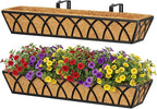 Y&M 30 Inch Window Deck with Coco Liner, Fence Metal Hanging Flower Planter by YM