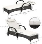 Outsunny Wicker Outdoor Chaise Lounge, 5-Level Adjustable Backrest PE Rattan - Image 3