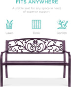 Best Choice Products Outdoor Bench Steel Garden Patio Porch Furniture - Image 3