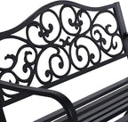 Sophia & William 50" Outdoor Garden Bench Patio Park Bench, Cast Iron Metal - Image 6
