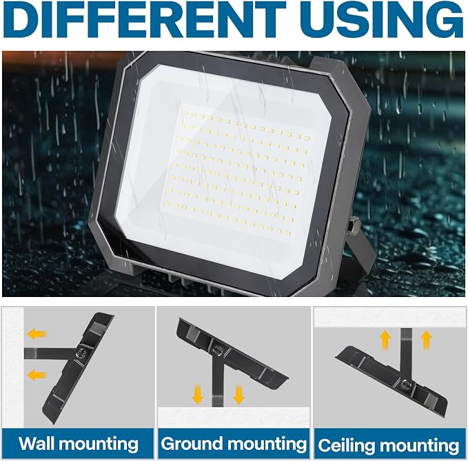 6 Pack LED Flood Lights Outdoor, 100W 10000LM Super Bright Floodlight Outside - Image 5