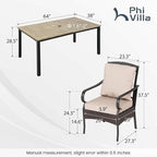 PHI VILLA 7-Piece Outdoor Dining Set, Heavy Duty Patio Table and Chairs Set - Image 2