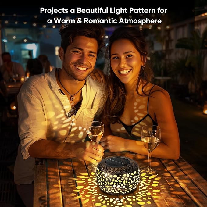 Solar Lanterns Waterproof Outdoor Decor: 2 Pack Hollow Out Retro Metal Solar - Image 2