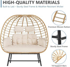 SWITTE Double Wicker Egg Chair Outdoor, Indoor 2-Person Papasan Loveseat - Image 7