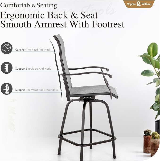 Sophia & William Outdoor Bar Set, Patio Bar Table and Chairs Set Patio Dining - Image 7
