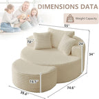 74.6" Oversized Round Chaise Lounge Chair - Image 2