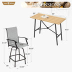 Sophia & William Outdoor Bar Set, Patio Bar Table and Chairs Set, Bar Height - Image 6