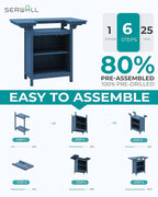 SERWALL Outdoor Bar Table, Patio Bar Cabinet - Image 7