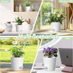 4 inch Self Watering Pots for Indoor Outdoor Plants, 6 Pack Plastic Flower - Image 6