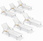 SERWALL Patio Chaise Lounge Chair Set of 6, 5 Positions Adjustable Poly Outdoor by SERWALL