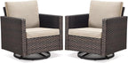 Belord Wicker Chairs Outdoor Bistro Set Oversize Patio Swivel Rocker, Rattan by Belord