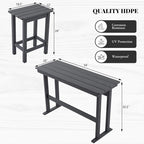 3 Pcs HDPE Outdoor Bar Set of 2 Includes Bar Height Table and Chairs, Patio Bar - Image 3