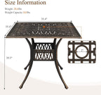 VINGLI Patio Dining Table with Umbrella Hole, Cast Aluminum Outdoor Bistro - Image 3