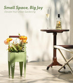 Planter with Stand, Metal 2 in 1 Portable Planter with Grow Bags & Handle - Image 9