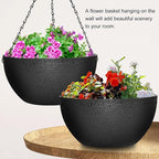 Enenes 13 Inch Large Hanging Planters 2 Pack, Plastic Plant Pots - Image 5