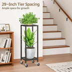 LASZOLA 2 Tier Black Metal Plant Stand Indoor Outdoor - Image 4