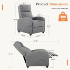 Sweetcrispy Recliner Chair Fabric Recliner Sofa No Massage, Home Theater Seating - Image 3