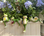 4 PCS Tipsy Frog Statues Pot Hugger Decorations by Suqorinp