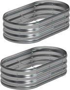4x2x1ft Galvanized Oval Raised Garden Bed, Outdoor Planter Box Metal Patio Kit by Foxlang