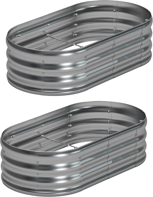 4x2x1ft Galvanized Oval Raised Garden Bed, Outdoor Planter Box Metal Patio Kit by Foxlang