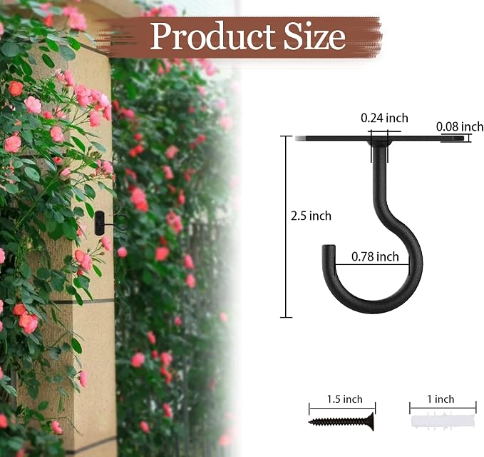 4Pack 2.5in Ceiling Hooks for Hanging Plants Black - Image 2
