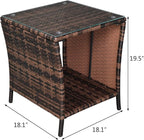 VINGLI Outdoor Wicker Side Table Patio Side Tables - Image 3