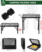 2Ft Small Folding Table with Carry Handle, Camping Table Adjustable Height - Image 3