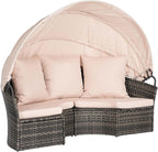 Merax 5 Pieces Outdoor Patio Round Daybed Furniture, All-Weather Wicker - Image 7