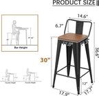 HAOBO Home 30" Outdoor Barstools Patio Stool Metal Bar Stools Set of 4 Counter - Image 2