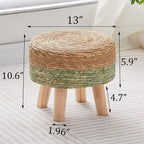Wimarsbon Round Foot Stool Natural Seagrass Poufs Ottoman Hand Weave Footrest - Image 3