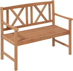 COSTWAY Outdoor Wooden Bench, Outdoor Acacia Wood Loveseat by COSTWAY