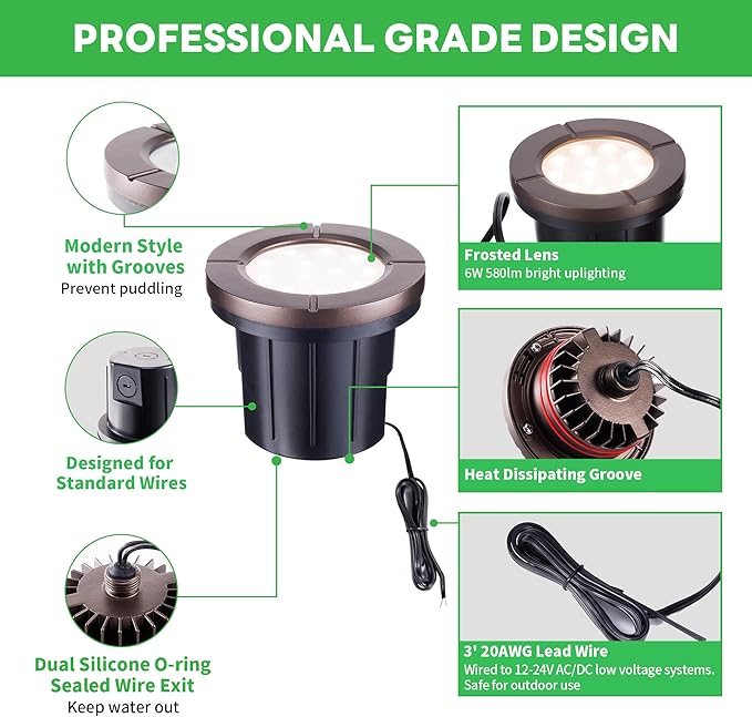 LED Well Light, In Ground Landscape Lights Low Voltage Outdoor, 12V IP67 - Image 6