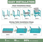 HDPE Outdoor Dining Set, Patio Table and Chairs Set, All-Weather 7-Piece - Image 7