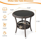 VINGLI Outdoor Wicker Side Table, Patio Side Tables - Image 3