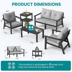 6-Piece HDPE Patio Furniture Set, Outdoor Sectional Sofa Set, All Weather - Image 6