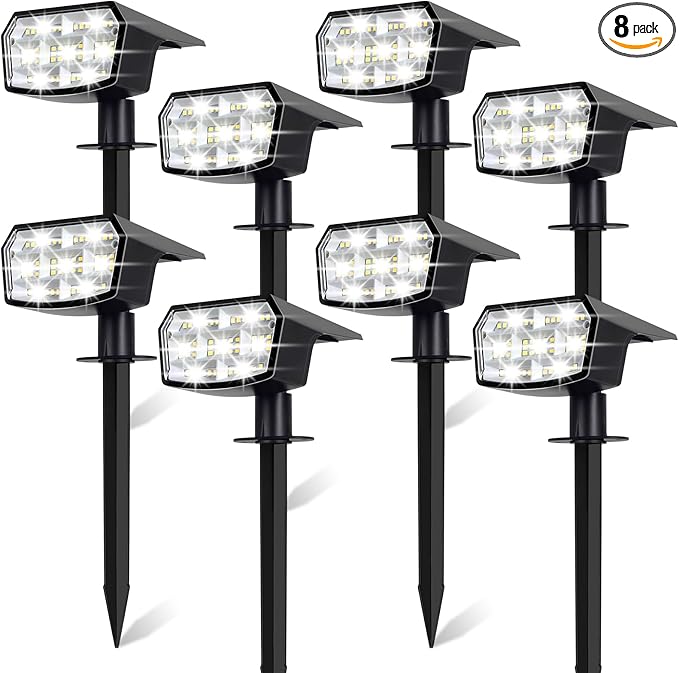 Sucolite 8-Pack Solar Spot Lights Outdoor Waterproof IP65, 3 Lighting Modes by Sucolite