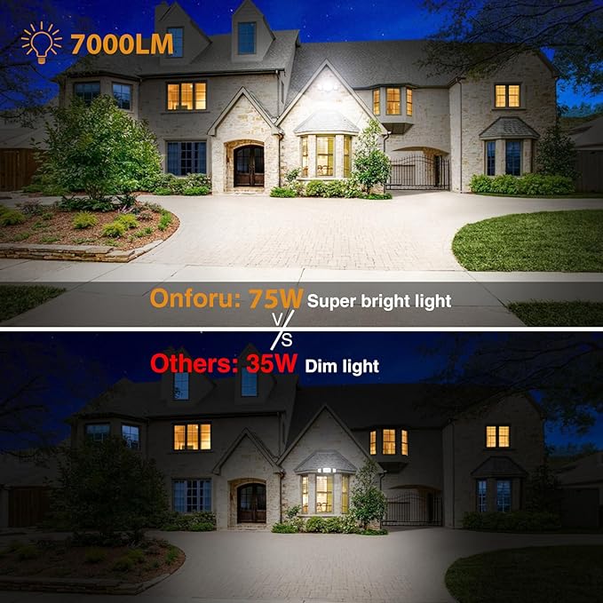 Onforu 2 Pack 75W Flood Lights Outdoor, 7000LM LED Floodlights Switch Controlled - Image 4