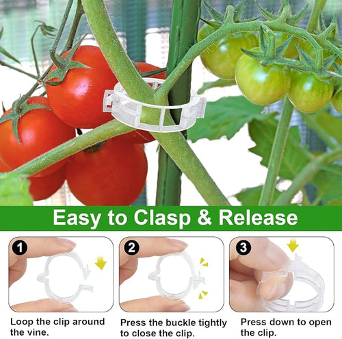 250 Pcs Tomato Clips, Plant Support Clips and J Tomato Hooks, Plastic Trellis - Image 2