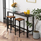 COSTWAY Outdoor Bar Table 55-inch Wide, Narrow Counter Height Dining Table - Image 4