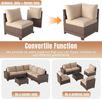 Aoxun 6 Pieces Patio Furniture Set Wicker Rattan Outdoor Sectional Conversation - Image 5