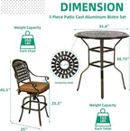 VIVIJASON 3-Piece Patio Swivel Bar Stools Set, All Weather Outdoor Cast - Image 6